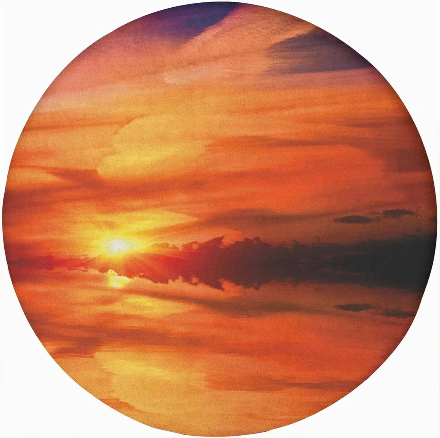 Nature Round Fitted Tablecloth with Elastic Edge,Dramatic Sunset Sky Clouds on Lake Print Polyester Table Cloth Small Fit Round Tables Diameter The Ultimate Protection for Your Table 72x72 in