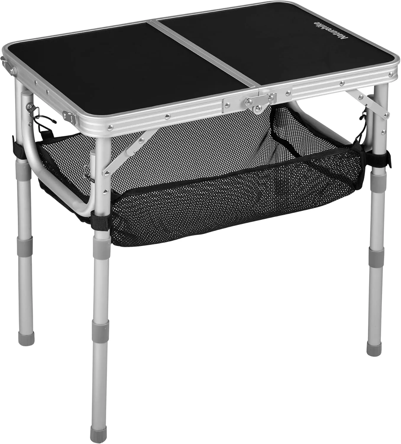 Naturehike Folding Camping Table, 23.6" x 15.7" Portable Table with with Mesh Holder, 3 Heights Camp Table for Car Camping Picnic Tailgating