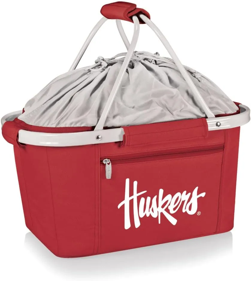 NCAA Nebraska Cornhuskers Metro Shopping Basket - Insulated Picnic Basket - Collapsible Market Basket - Utility Tote Cooler Bag