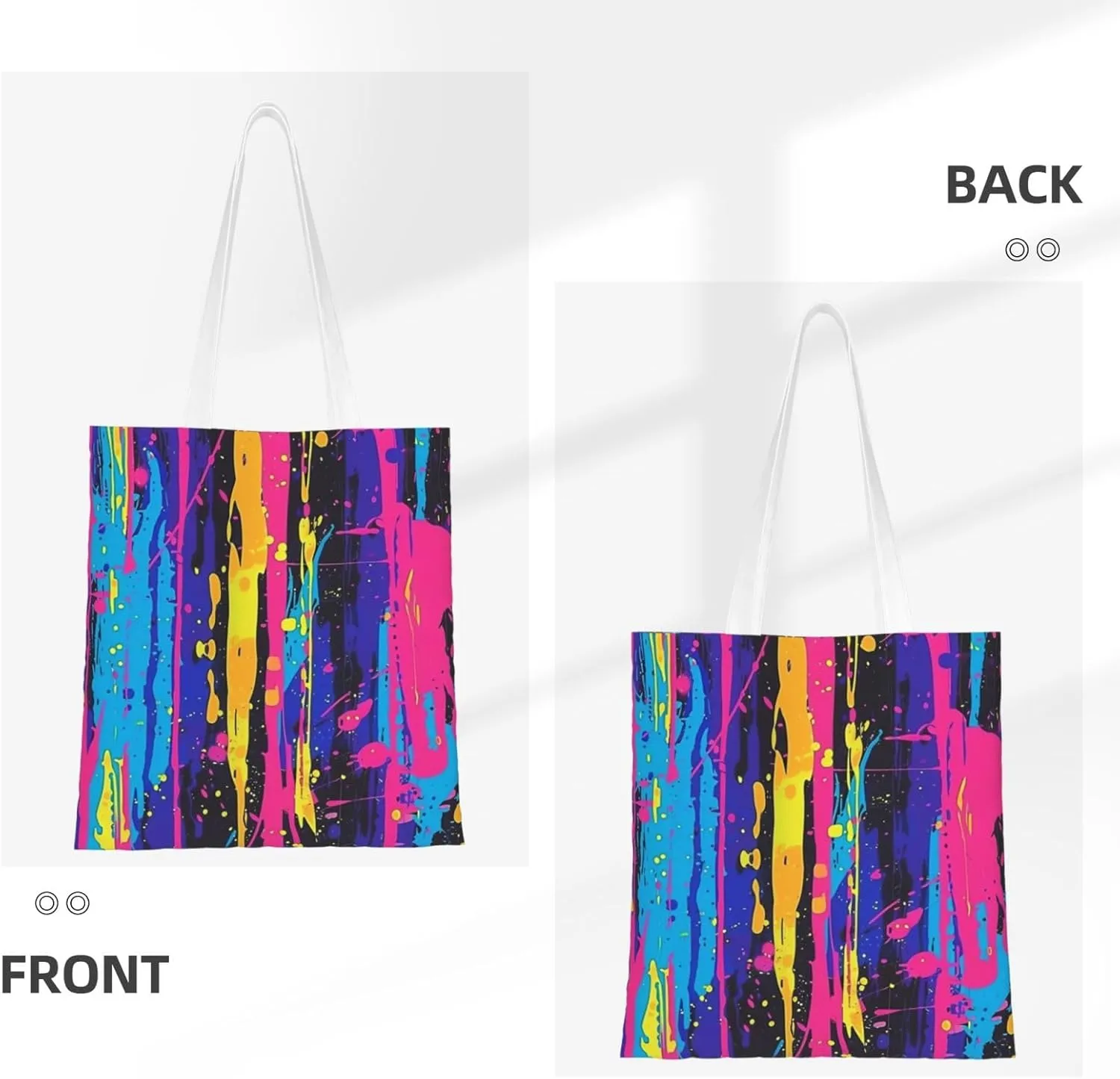 Neon Splatter Ink Tote Bag Reusable Shoulder Tote Bag For Women Lady Vacation, Shopping, Work