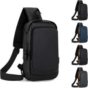 New Carbon Fiber Streamline Anti, 2025 New Anti-Theft Backpack, Usb Waterproof, Crossbody, Sport Waterproof Shoulder Bag (black)