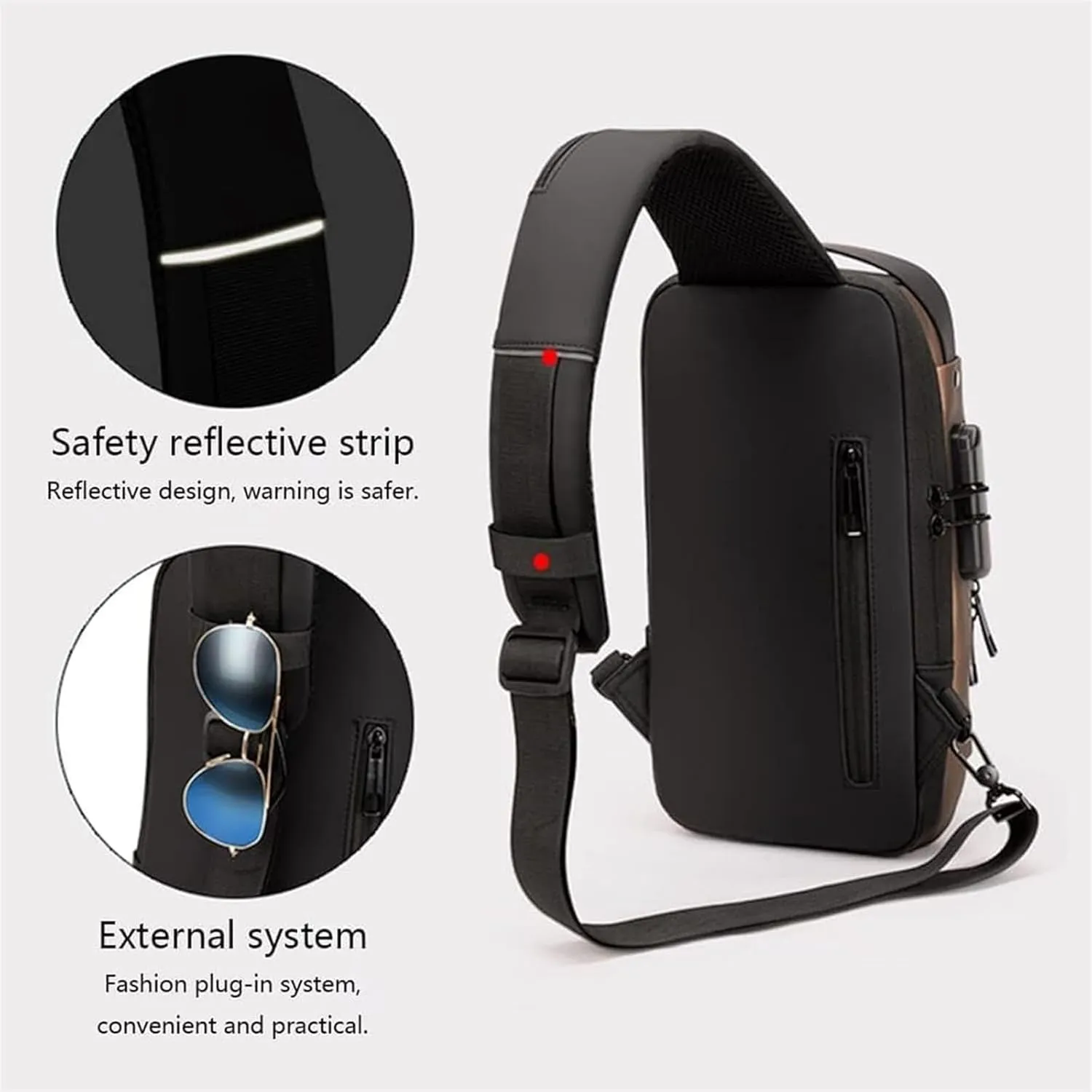 New Carbon Fiber Streamline Anti, 2025 New Anti-Theft Backpack, Usb Waterproof, Crossbody, Sport Waterproof Shoulder Bag (black)