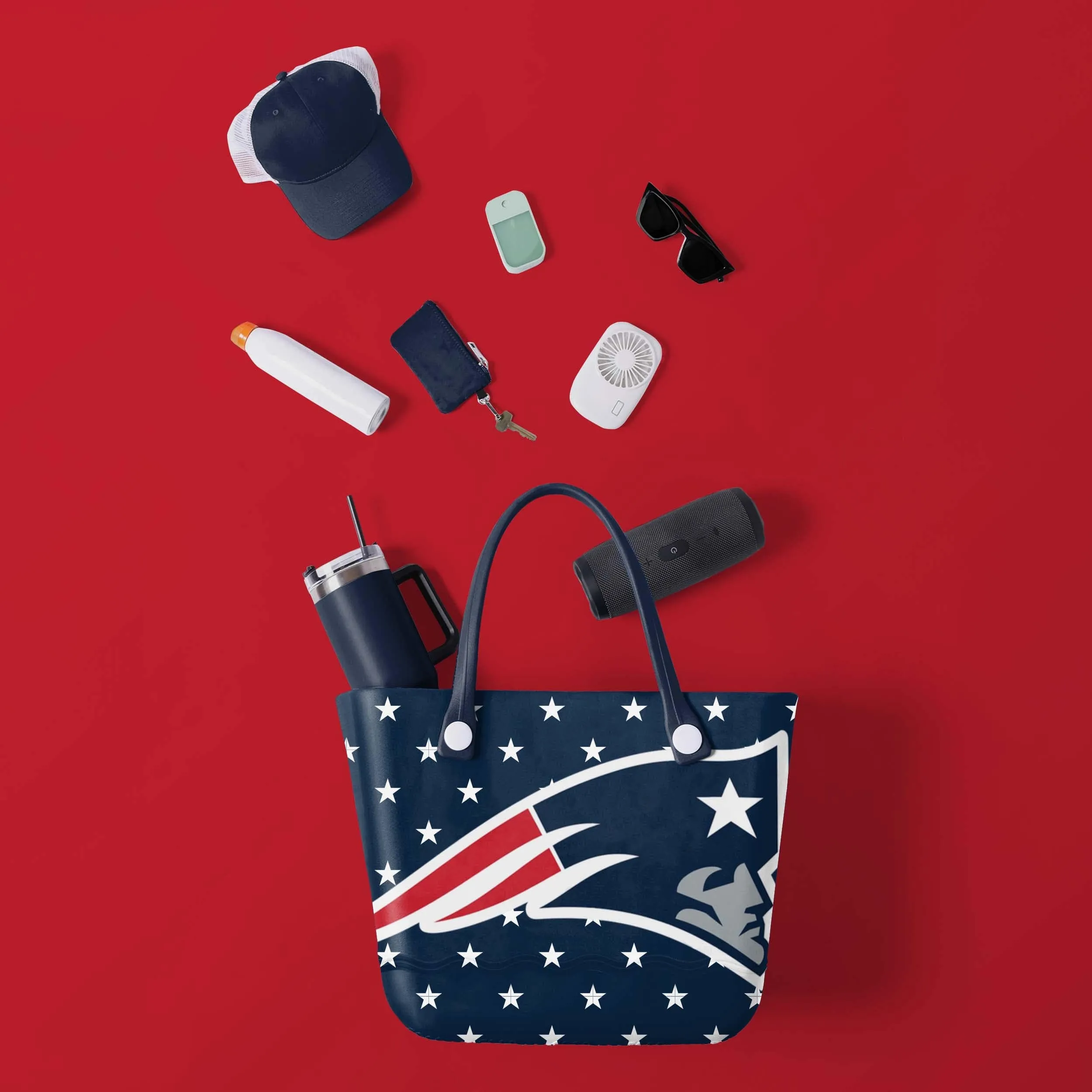 New England Patriots Big Logo Mini Print Tailgate Tote Bag