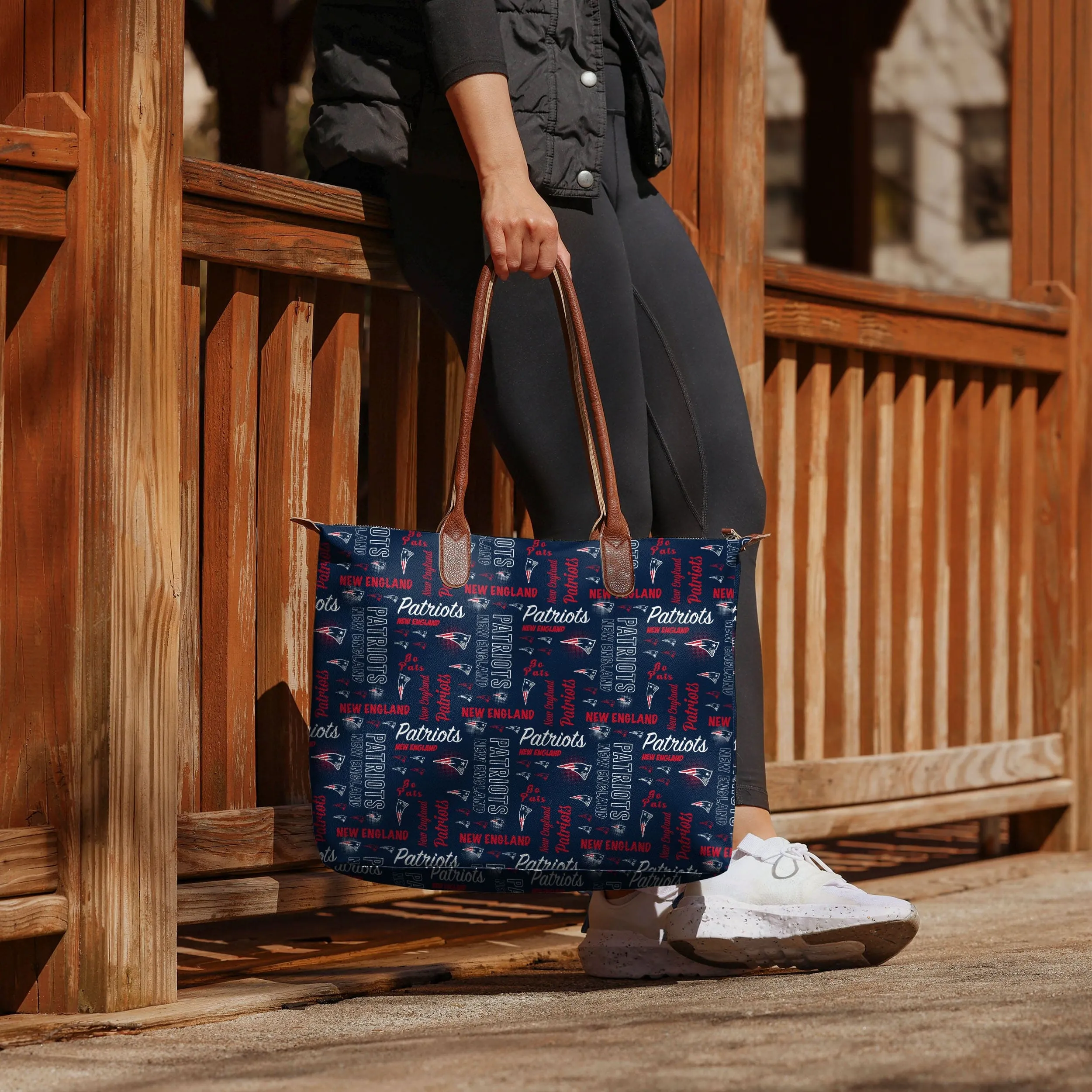 New England Patriots Spirited Style Printed Collection Tote Bag