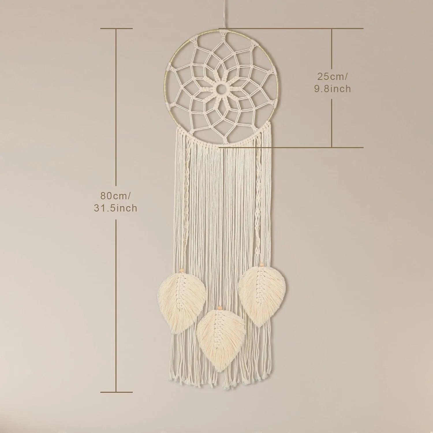 Nice Dream Macrame Dream Catchers for Bedroom Adult Wall Decor Large Boho Hanging with 3 Woven Feather Tassels Home Decoration Ornament Craft Gift