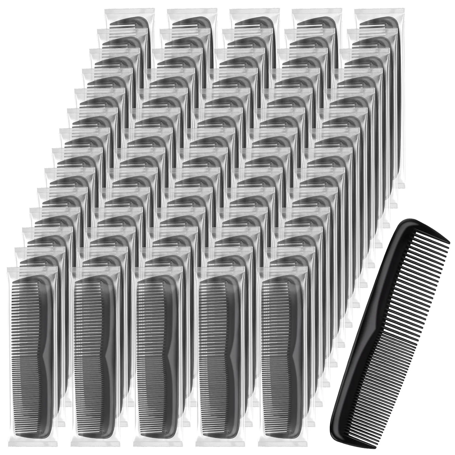 NICEMOVIC 150 Pack Hair Combs Bulk for Men, Homeless Supplies Bulk, Pocket Beard Wide Fine Tooth Barber Mens Small Travel Disposable Combs Set Individually Wrapped for Hotel Home Shelter (Black)
