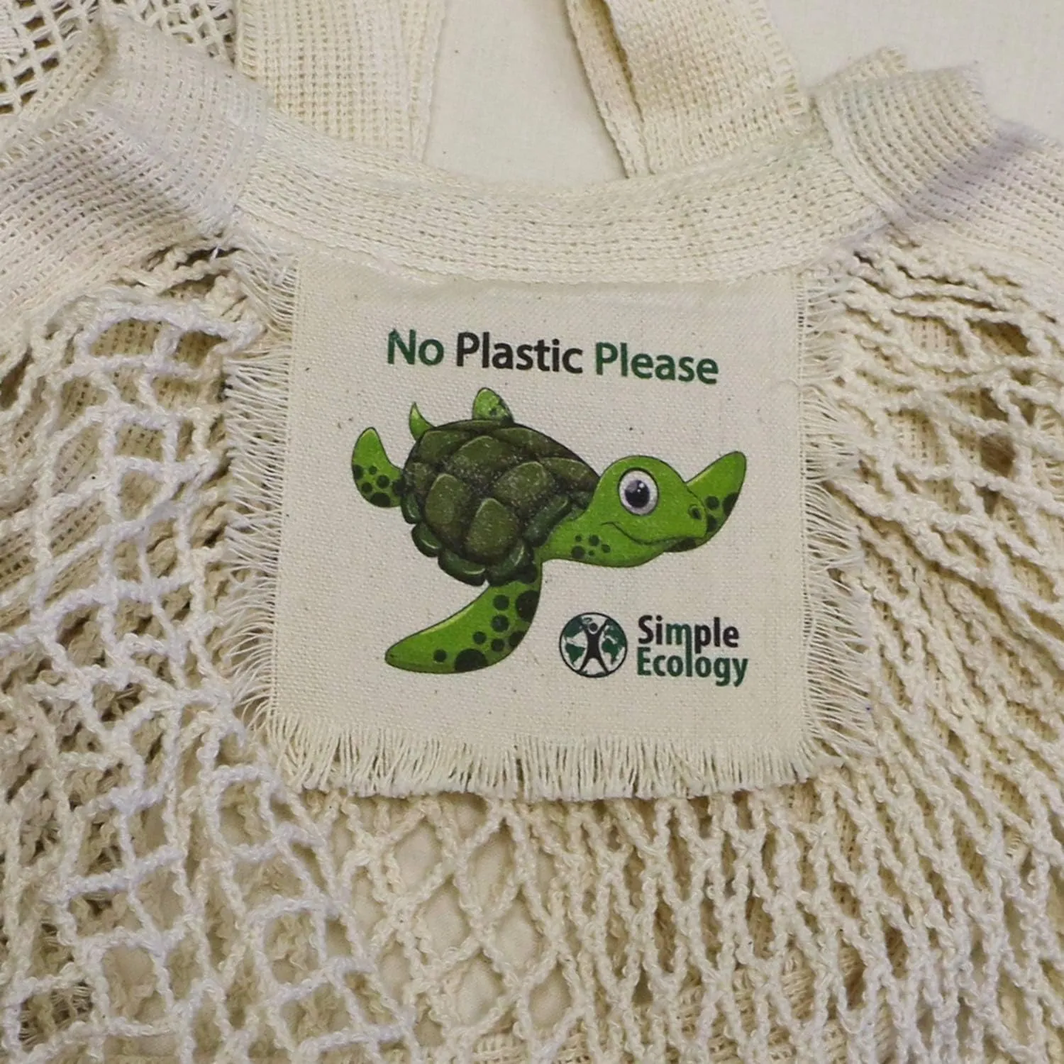“No Plastic Please Organic Cotton Reusable Sea Turtle Gift & Starter Set (string produce saver bags, food storage, bulk bin, with tare weight tag and drawstring, waste free)