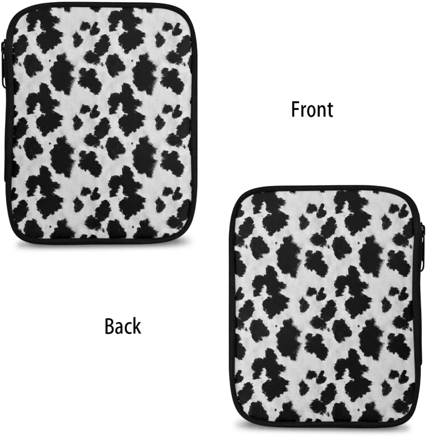 Noprintge Black White Cowhide Print Crochet Hook Organizer Case, Retro Square Knitting Needle Storage Bag, Travel Organizer Bag for Crochet Hook and Knitting Accessories (No Accessories Included)