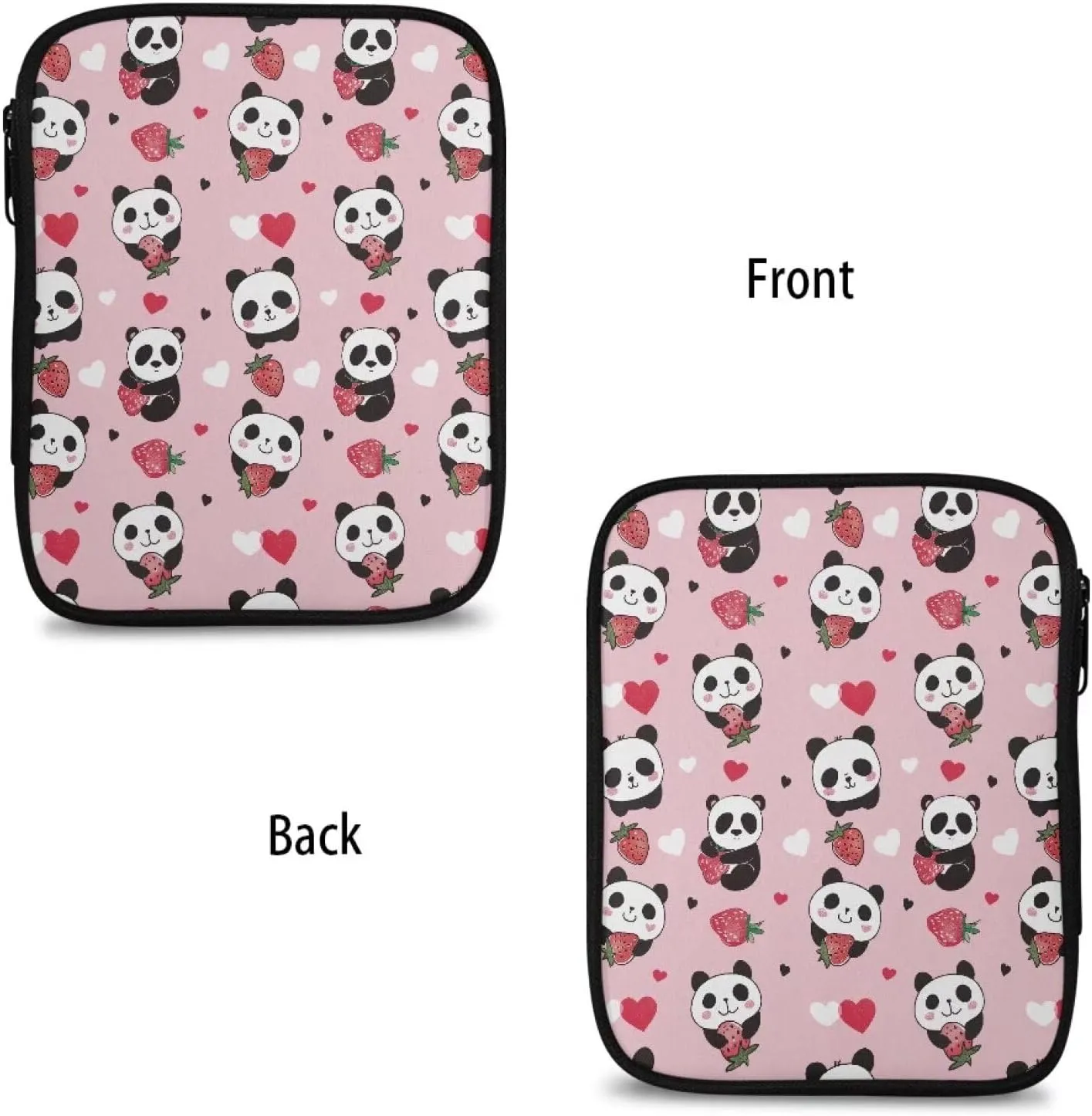 Noprintge Cartoon Panda Strawberry Print Crochet Hook Organizer Case, Square Knitting Needle Storage Bag, Travel Organizer Bag for Crochet Hook and Knitting Accessories (No Accessories Included)