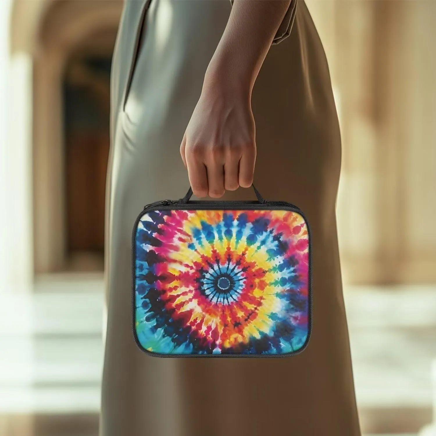 Noprintge Rainbow Tie Dye Crochet Hook Case Knitting Needle Storage Bag, Travel Organizer Bag for Crochet Hook and Knitting Accessories, Easy to Carry (Case Only)