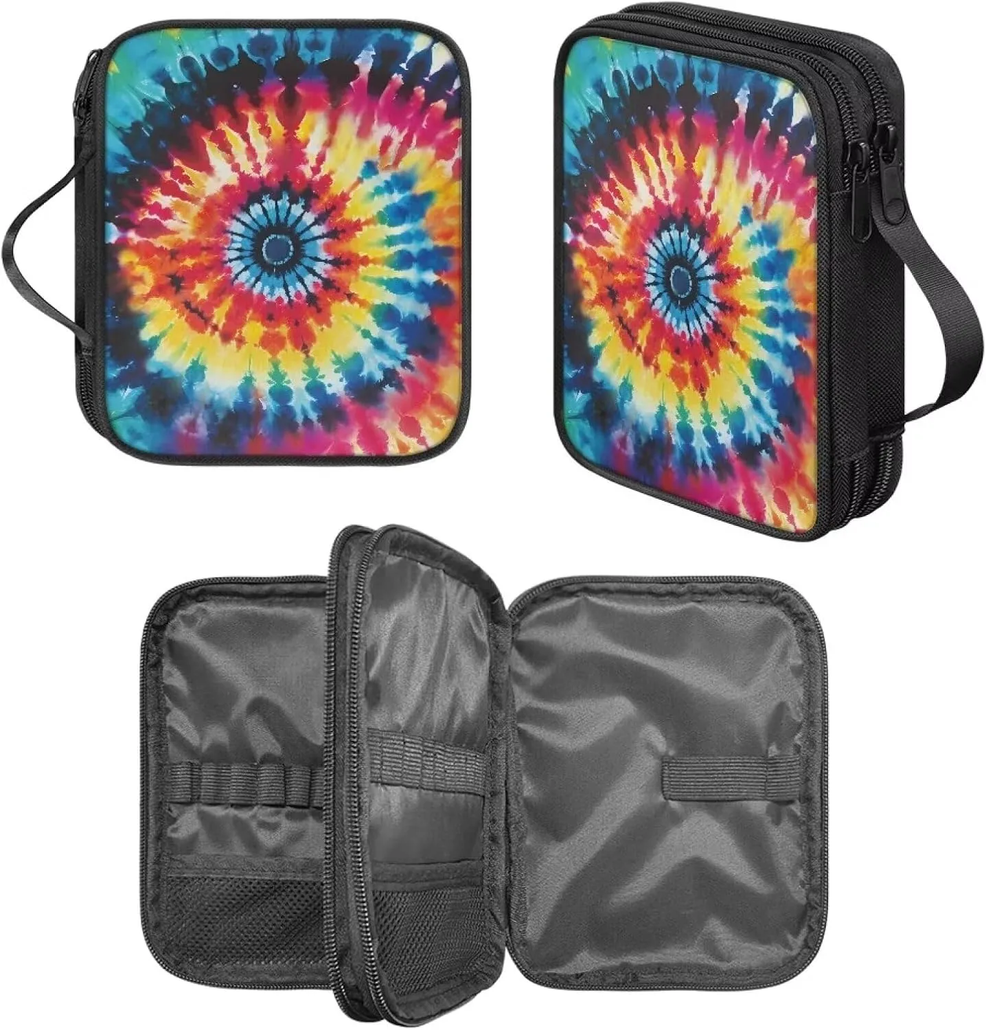 Noprintge Rainbow Tie Dye Crochet Hook Case Knitting Needle Storage Bag, Travel Organizer Bag for Crochet Hook and Knitting Accessories, Easy to Carry (Case Only)