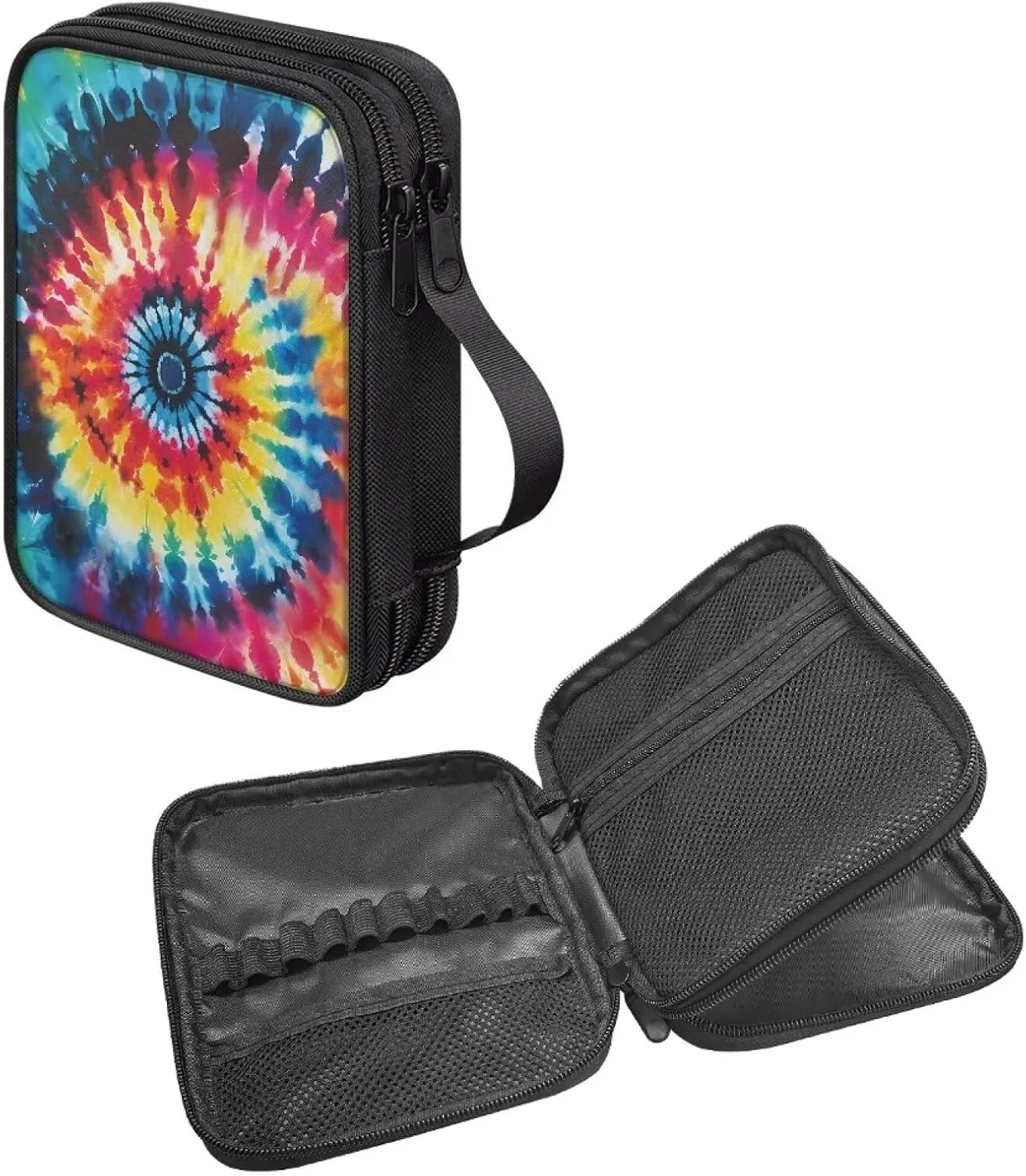 Noprintge Rainbow Tie Dye Crochet Hook Case Knitting Needle Storage Bag, Travel Organizer Bag for Crochet Hook and Knitting Accessories, Easy to Carry (Case Only)
