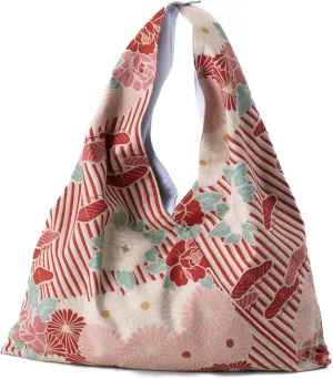 NOREN Japanese Furoshiki tote bag (Retro Flower) Kimono Bag/Made in Japan 100% Cotton Fabric Reusable Folding Bag