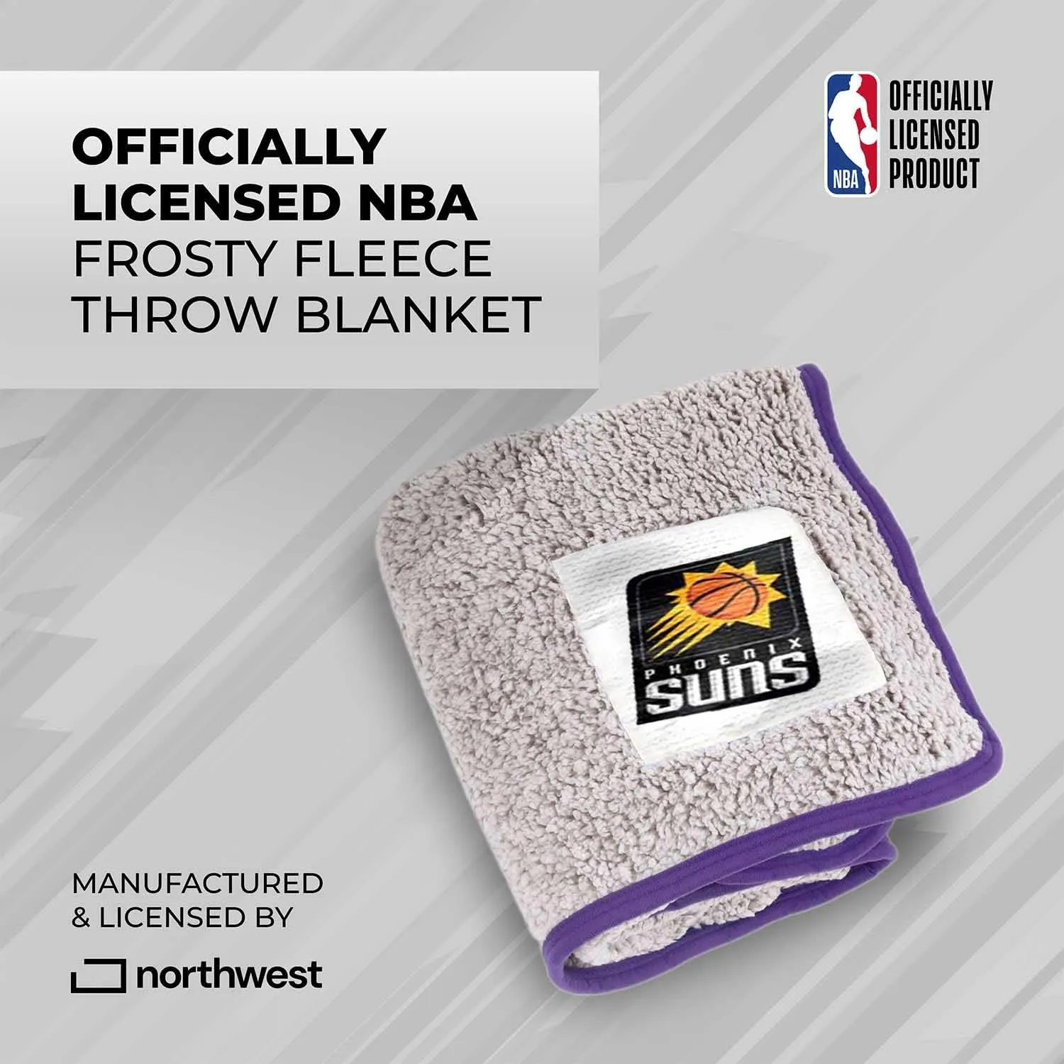 NORTHWEST NBA Silk Touch Sherpa Throw Blanket - Soft & Fluffy - Great for Gamedays - 60" x 50" - Ultimate Comfort & Coziness (Phoenix Suns - Purple)