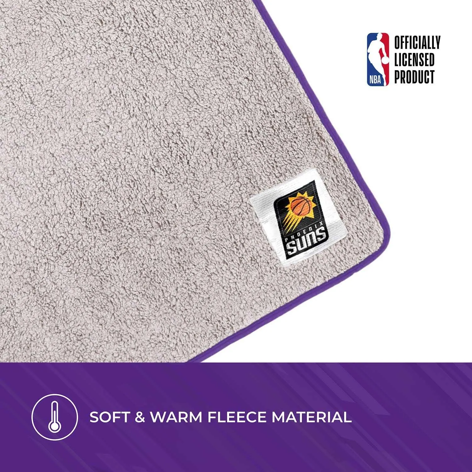 NORTHWEST NBA Silk Touch Sherpa Throw Blanket - Soft & Fluffy - Great for Gamedays - 60" x 50" - Ultimate Comfort & Coziness (Phoenix Suns - Purple)