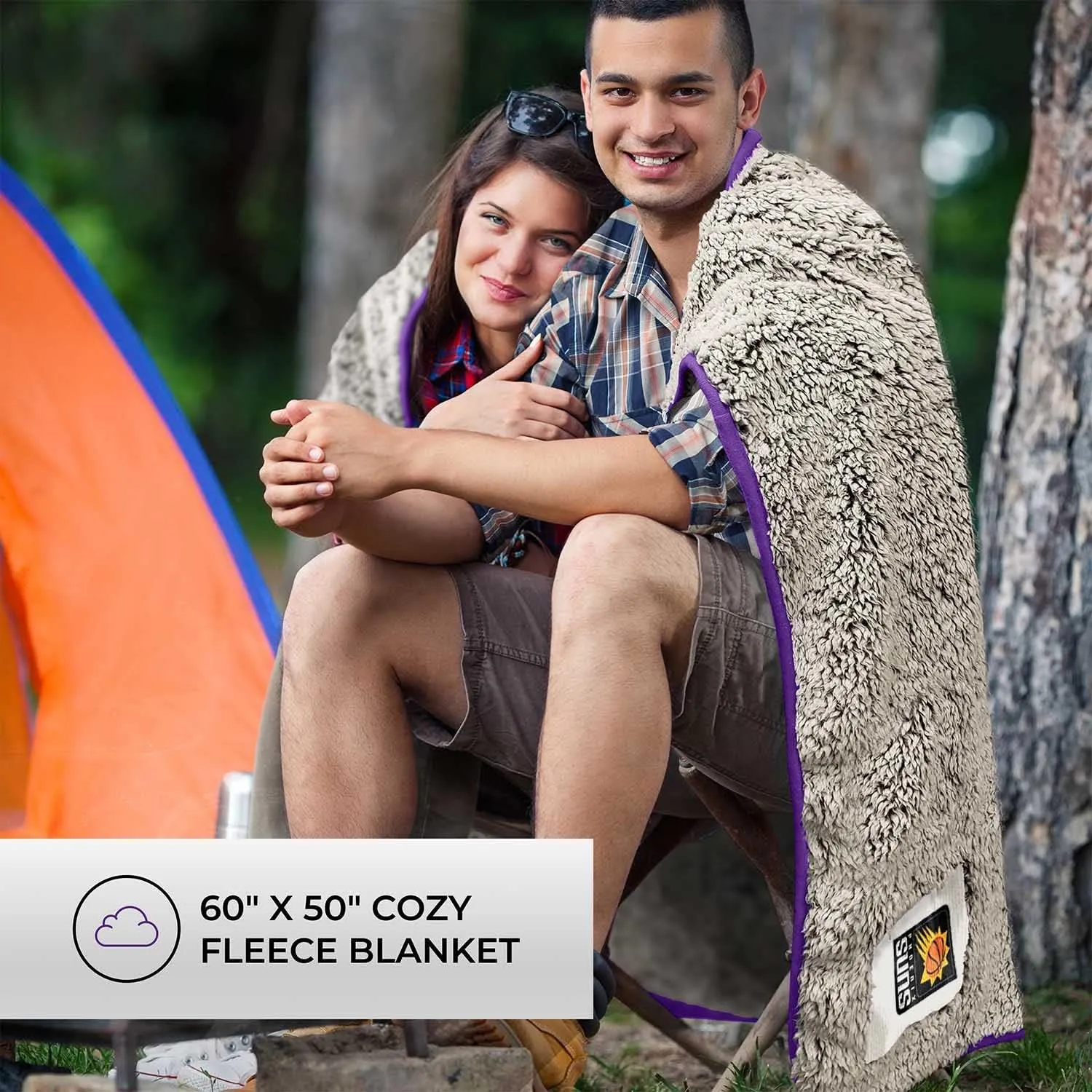 NORTHWEST NBA Silk Touch Sherpa Throw Blanket - Soft & Fluffy - Great for Gamedays - 60" x 50" - Ultimate Comfort & Coziness (Phoenix Suns - Purple)