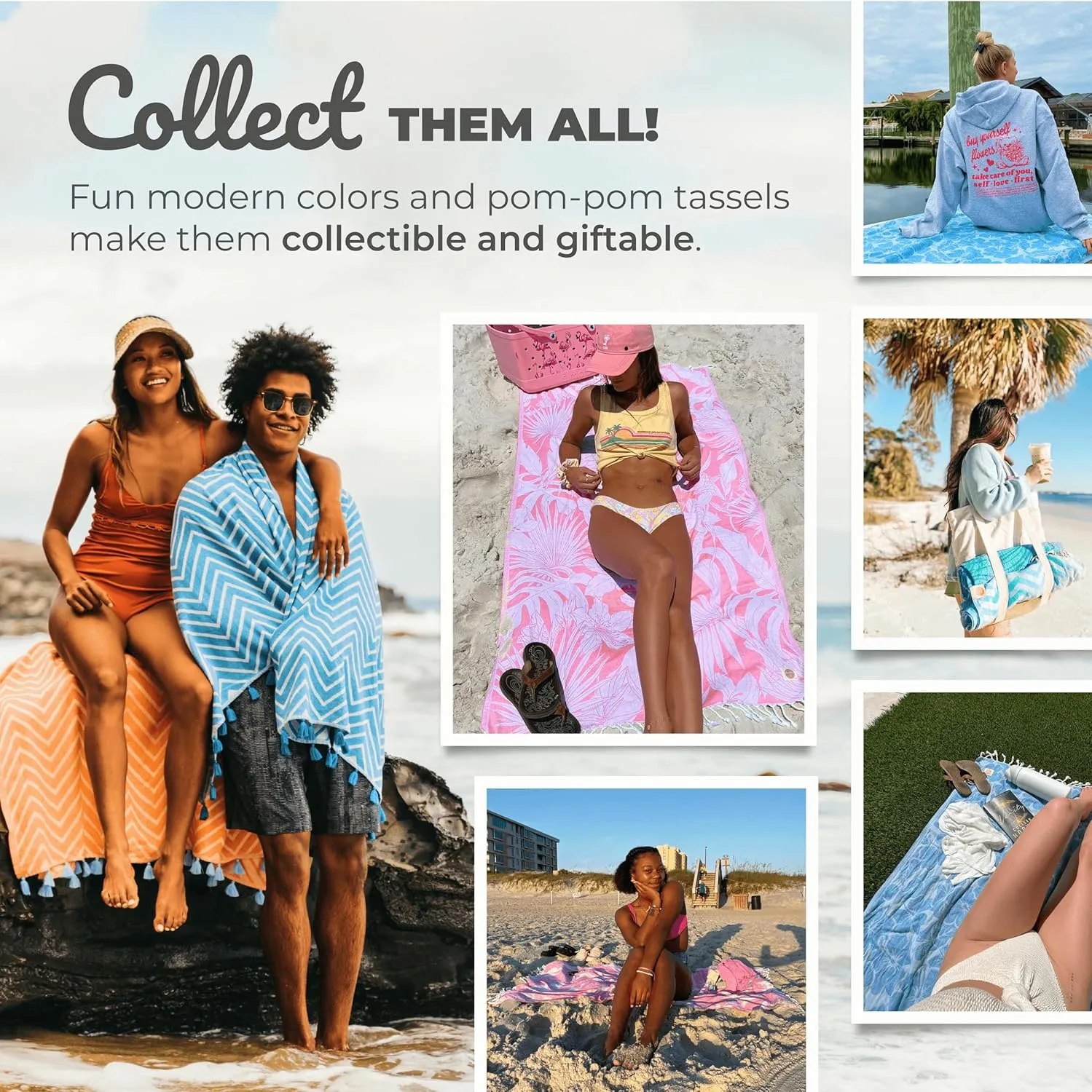 Nova Blue Tropical Turkish Beach Towel (35 x 67) - Extra Large Wave Pattern, 100% Cotton - Packable Travel Towel With Unique Designs