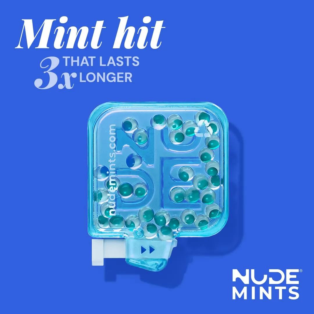 NUDE MINTS | Dual Action Liquid Capsules | Mouth Watering Mint - Lasts 3X Longer - 3X Stronger - Extreme Bad Breath Treatment For Adults - Sugar Free, 0 Calorie - Peppermint - 5 Pack - 150 Capsules