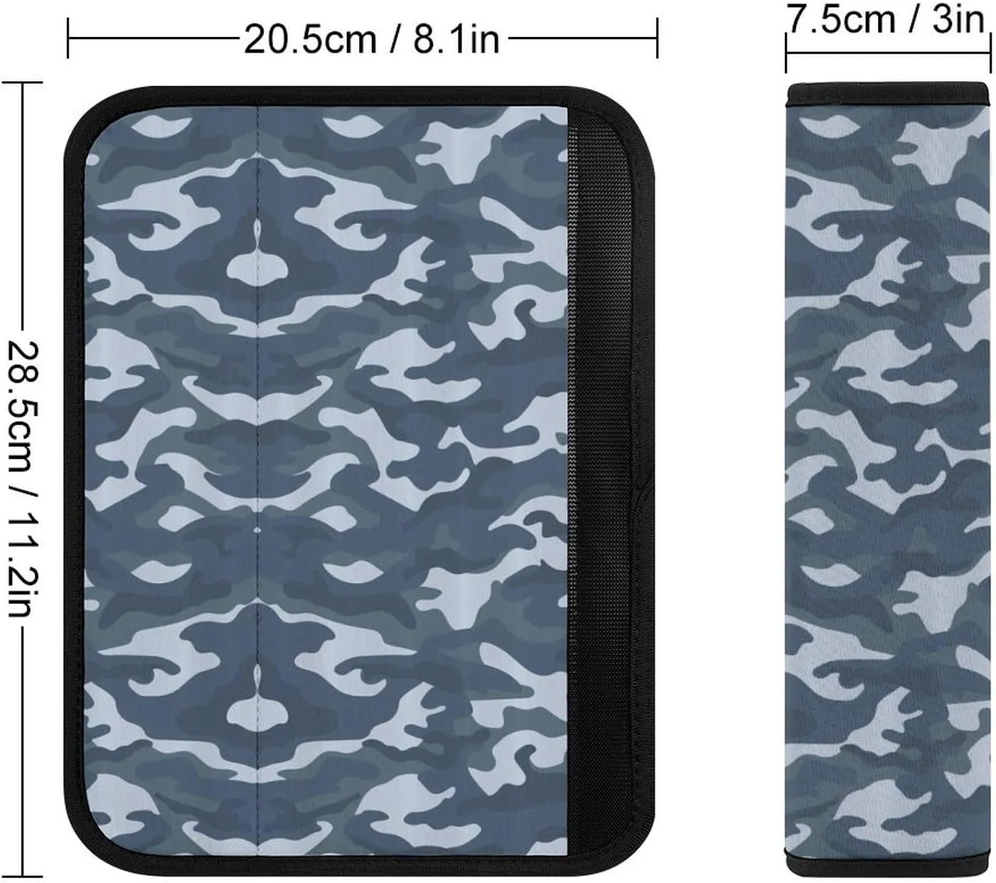 Oceanic Blue Camouflage Fashion Car Seat Belt Cover Pad for Shoulder Bag Camera Soft Comfort Accessories 1PCS