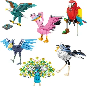 Oichy Bird Animals Building Block Set, 6 Pack Animal Figures Building Toy, Creative Party Favors for Kids, Easter Gift for Kids Ages 6 