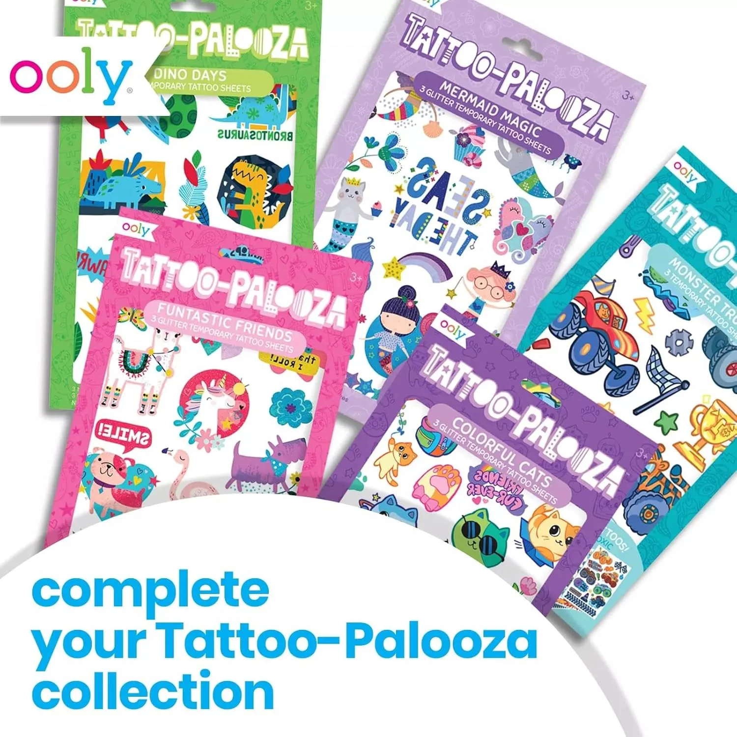 Ooly 200 Temporary Tattoos For Kids, Safe & Non-Toxic Temporary Tattoo, Party Favors for Kids 4-8, Great Goodie Bag Stuffers & Fun Birthday Decorations - Mini Variety Pack