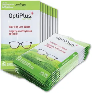 OptiPlus Anti-Fog Extra Large 5" x 8" Lens Wipes for Eyeglasses, Goggles and Shields | 8 Travel Packs - 192ct