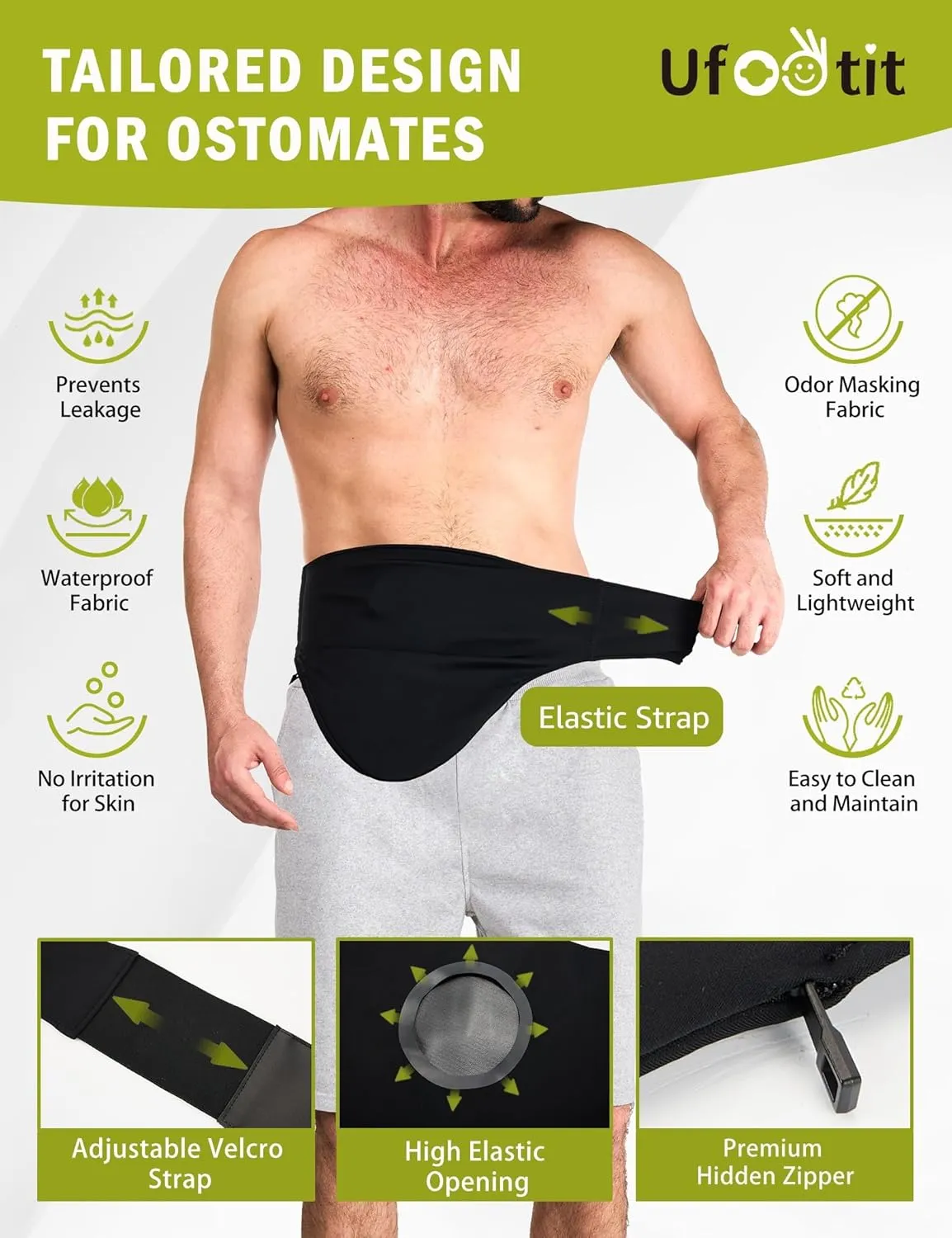 Ostomy Belt with an Elastic Waistband | Ostomy Bag Covers for Men and Women | Colostomy Bag Covers for Daily Life and Sporting, Black(Medium)