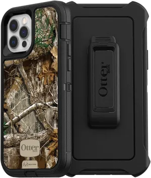 OtterBox iPhone 12 & iPhone 12 Pro Defender Series Series Case - Realtree Edge (Black/Realtree Edge Graphic), Rugged & Durable, with Port Protection, Includes Holster Clip Kickstand