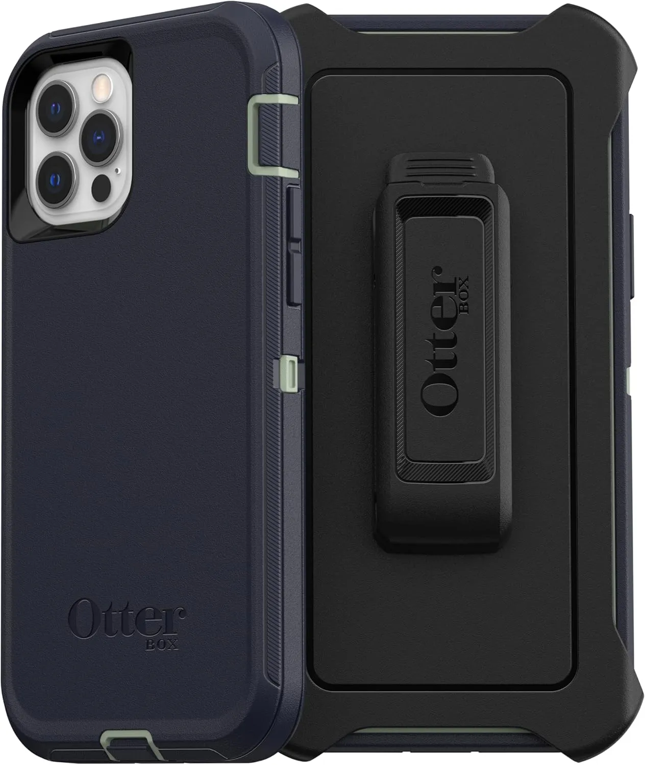 OtterBox iPhone 12 & iPhone 12 Pro Defender Series Series Case - Teal ME About IT (Guacamole/Corsair), Rugged & Durable, with Port Protection, Includes Holster Clip Kickstand
