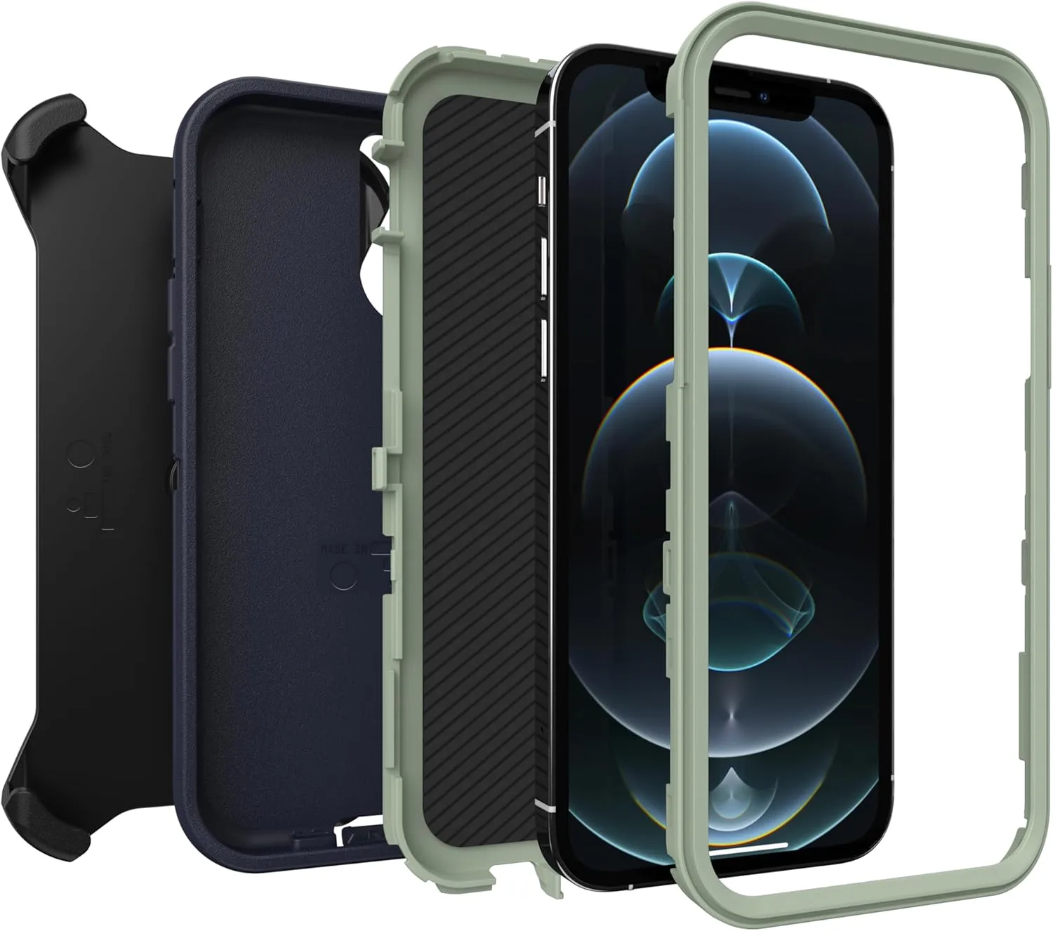 OtterBox iPhone 12 & iPhone 12 Pro Defender Series Series Case - Teal ME About IT (Guacamole/Corsair), Rugged & Durable, with Port Protection, Includes Holster Clip Kickstand