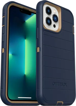 OtterBox iPhone 13 Pro Max & iPhone 12 Pro Max (Only) - Defender Series Screenless Edition Case - Blue Suede Shoes - Holster Clip Included - Microbial Defense Protection - Non-Retail Packaging