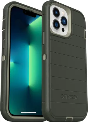 OtterBox iPhone 13 Pro Max & iPhone 12 Pro Max (Only) - Defender Series Screenless Edition Case - Lichen The Trek (Green) - Holster Clip Included - Microbial Defense Protection - Non-Retail Packaging