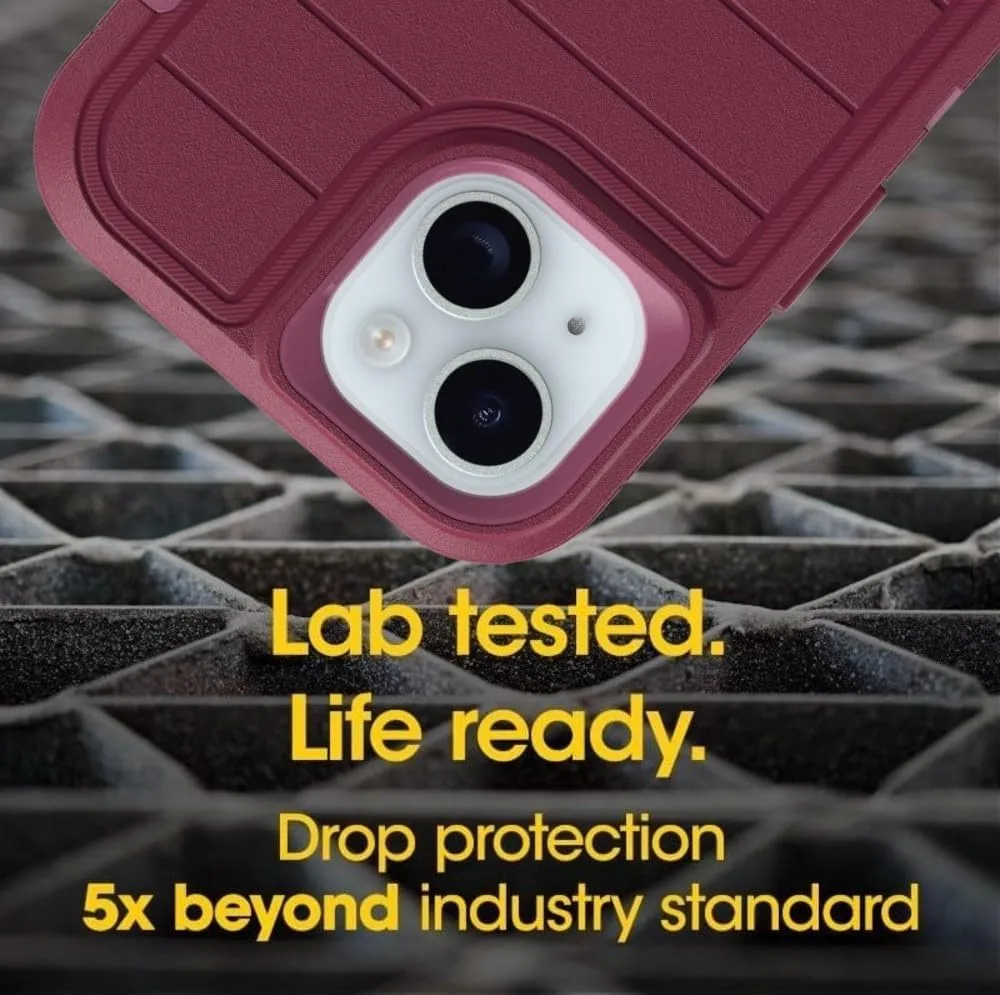 OtterBox iPhone 14, & iPhone 13 (Only) - Defender Series Case - Foxberry (Pink) - Case Only - Screenless - Rugged & Durable - with Port Protection - Microbial Defense Protection
