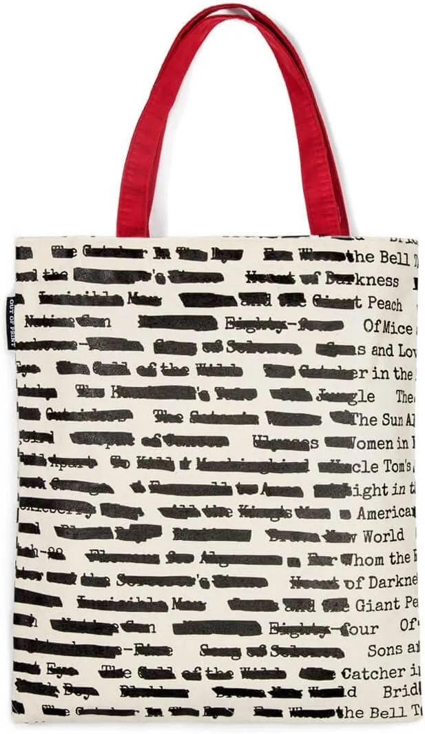 Out of Print Literary and Book-Themed Canvas Tote Carrying Bag for Book Lovers, Readers, and Bibliophiles