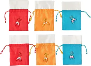 (Pack of 6) Korean Traditional Lucky Pouch Bag Jewelry Pouch Coin Bags Gift Fabric wrapping