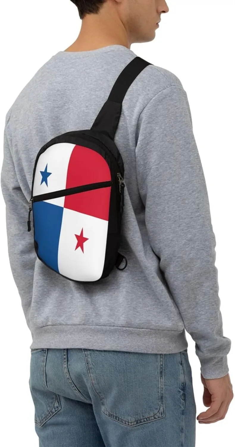 Panama Flag Portable Crossbody Bag Foldable Sling Bags Sports Gym Chest Daypack Reusable Shoulder Backpack Casual Diagonally Rucksack Fanny Packs
