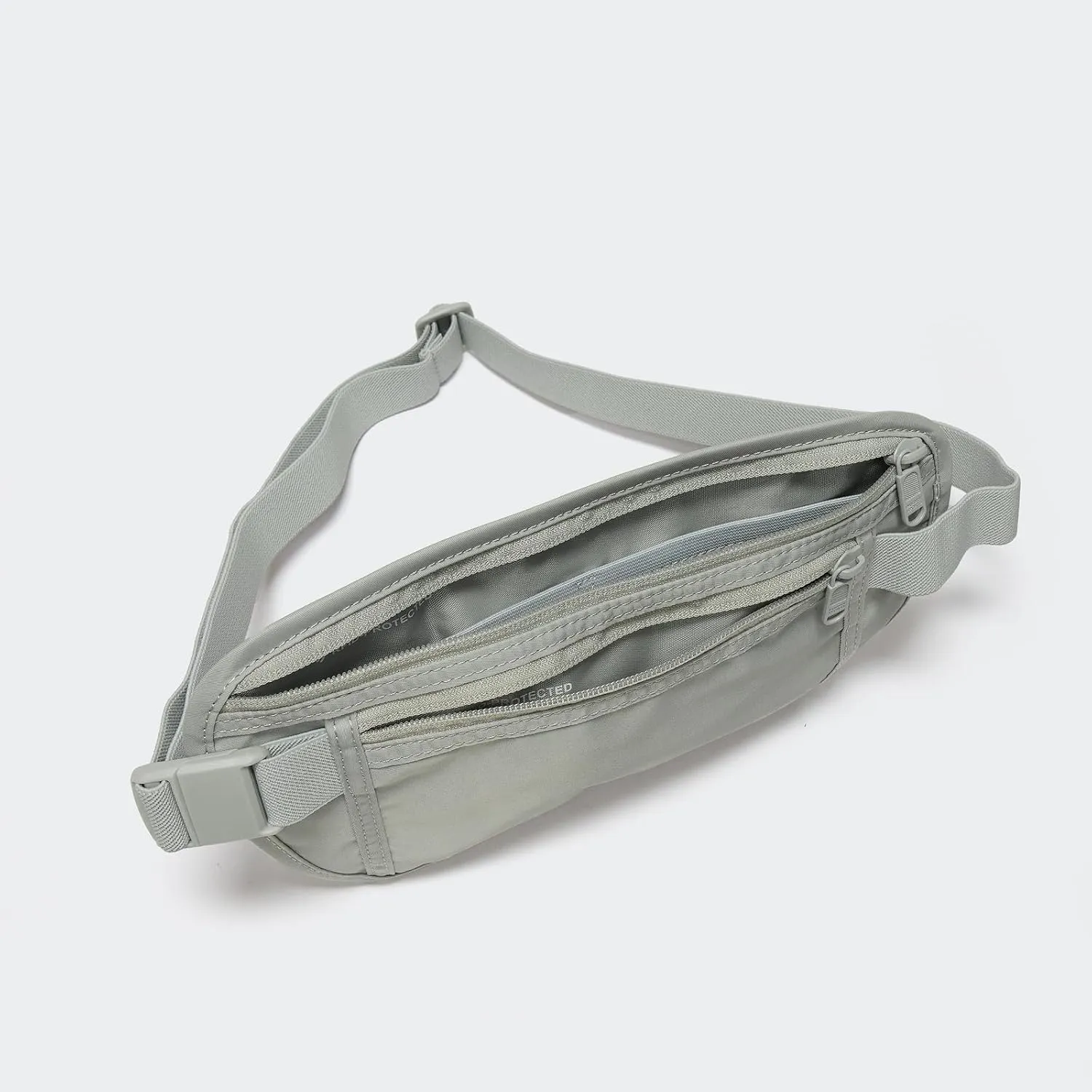 Pander Unisex RFID Anti Theft Waist Pouch Money Belt for Travel, Blocking Hidden Wallet Belt Bag for Women, Protects Your Valuables and Data.(Light Grey)