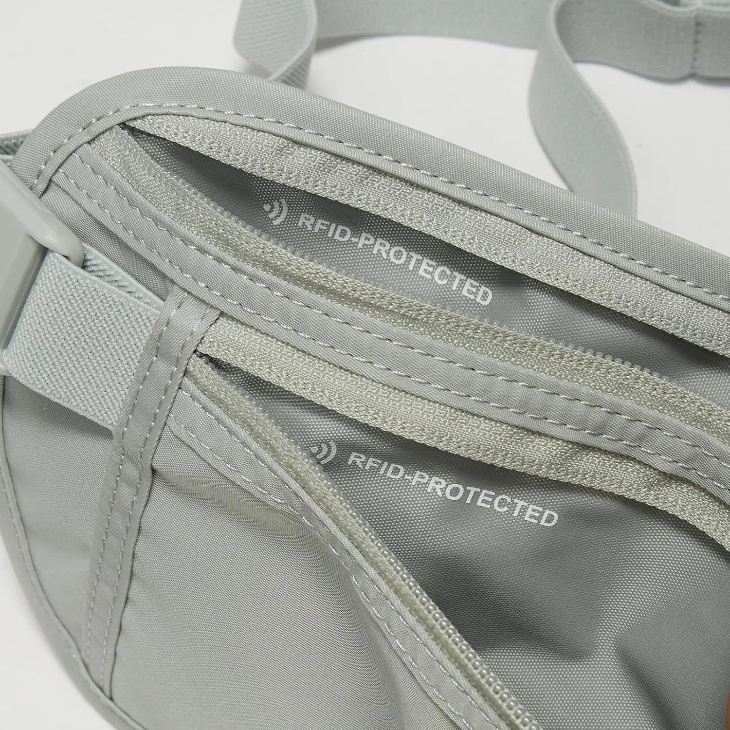 Pander Unisex RFID Anti Theft Waist Pouch Money Belt for Travel, Blocking Hidden Wallet Belt Bag for Women, Protects Your Valuables and Data.(Light Grey)