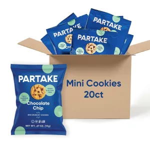 Partake Foods Gluten Free Chocolate Chip Mini Cookie Snack Packs (20 Packs)