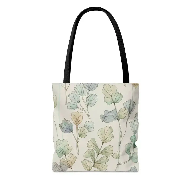 Pastel Botanical Tote Bag with Black Cotton Handles