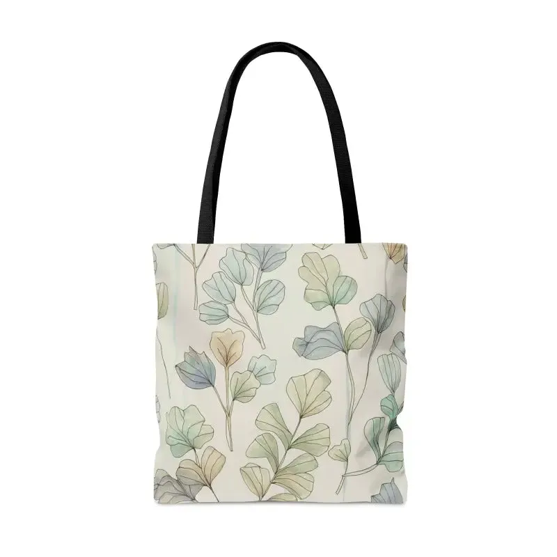 Pastel Botanical Tote Bag with Black Cotton Handles