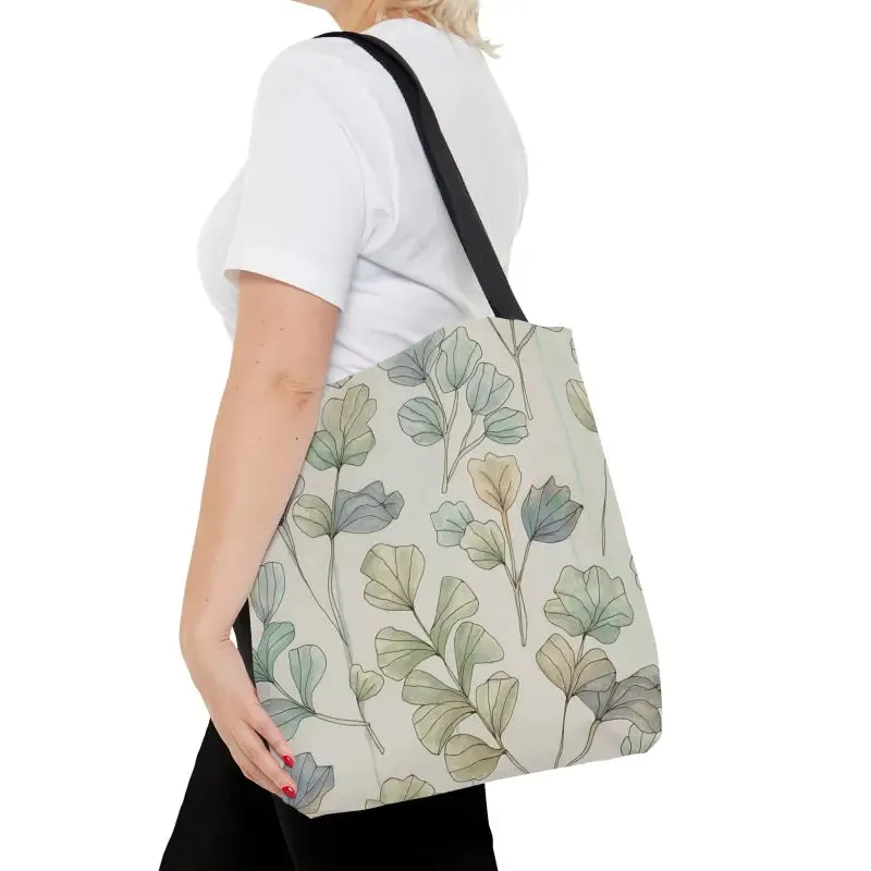 Pastel Botanical Tote Bag with Black Cotton Handles