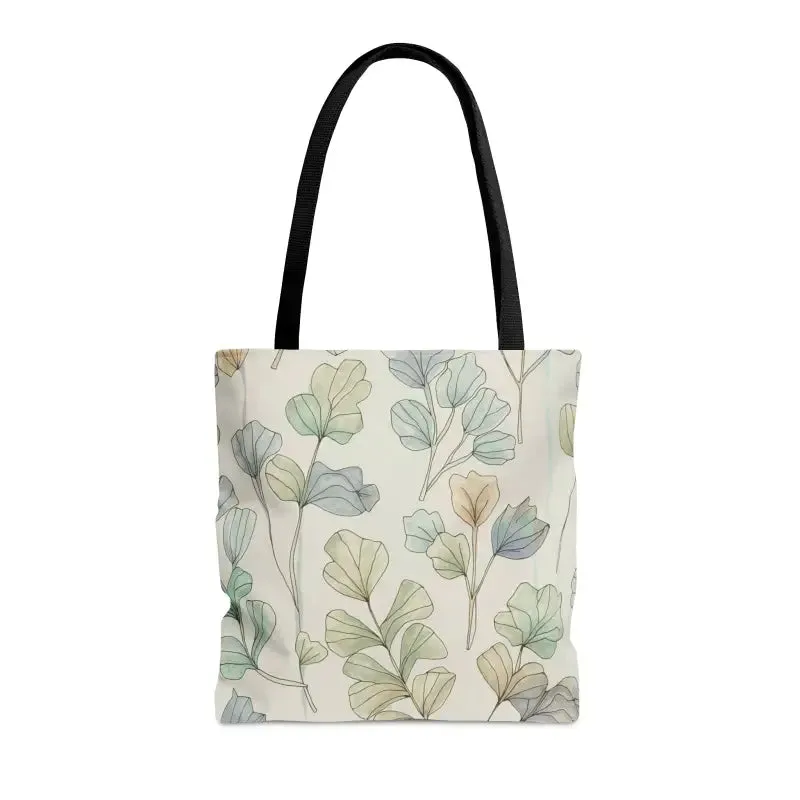 Pastel Botanical Tote Bag with Black Cotton Handles
