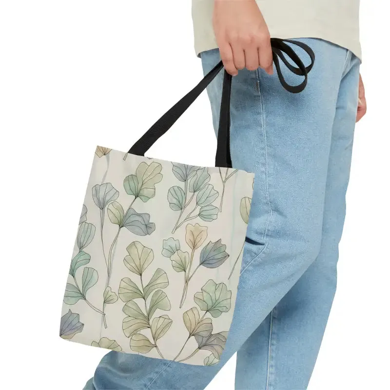 Pastel Botanical Tote Bag with Black Cotton Handles