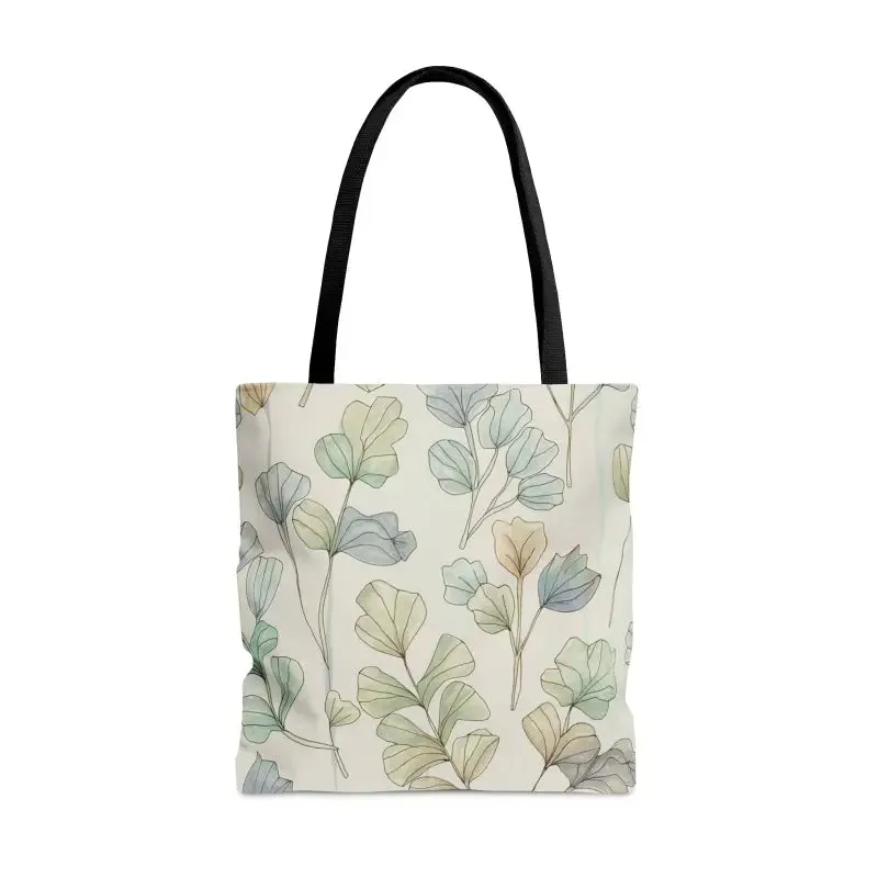 Pastel Botanical Tote Bag with Black Cotton Handles