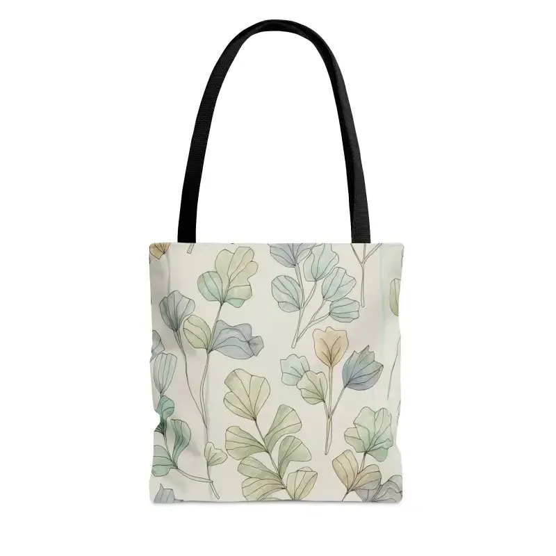 Pastel Botanical Tote Bag with Black Cotton Handles