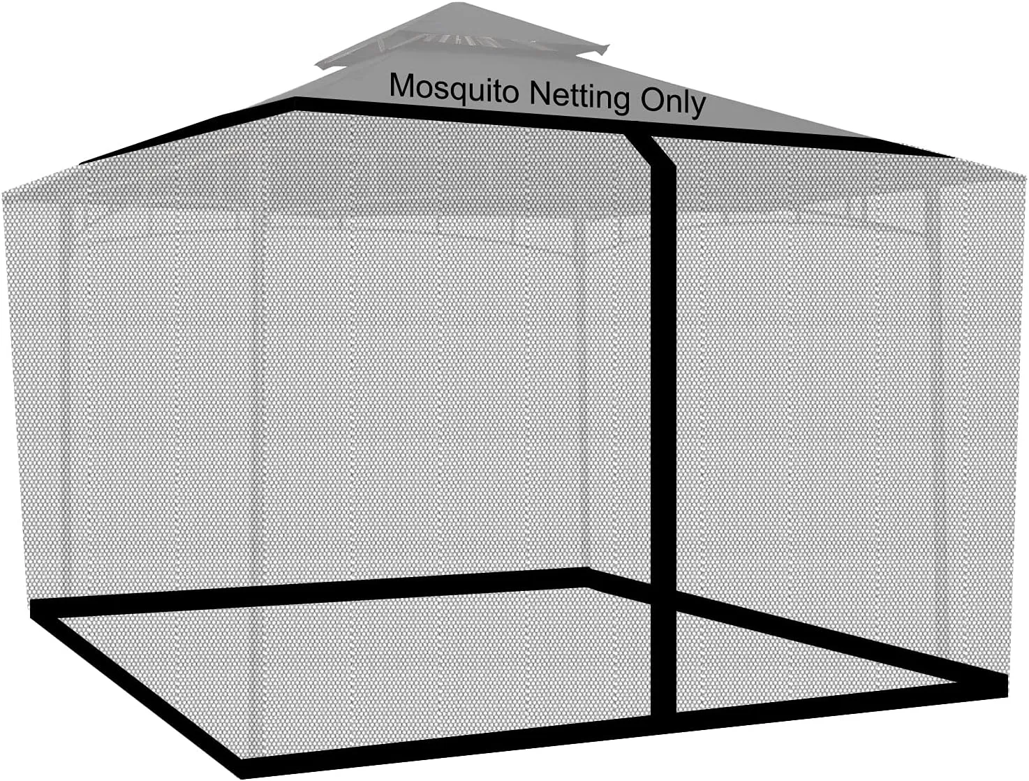 Patio Umbrellas Mosquito Netting, 10x10 Mosquito Netting for Patio, Square Mosquito Net Canopy with Zipper Door and Adjustable Rope, Fits Outdoor Rectangle Patio Umbrellas(Black)