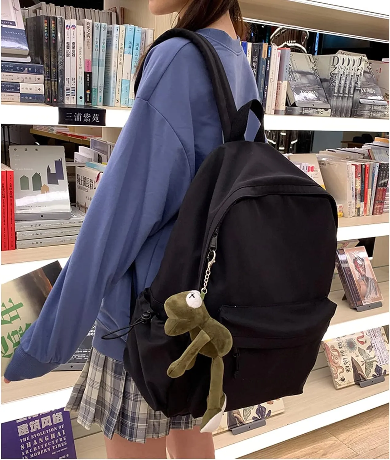 PAUBACK Black School Backpack for Girls Women Waterproof High School Book Bag Cute Backpack for Men Teens Boys, Lightweight Simple Middle School Back Pack Daypack