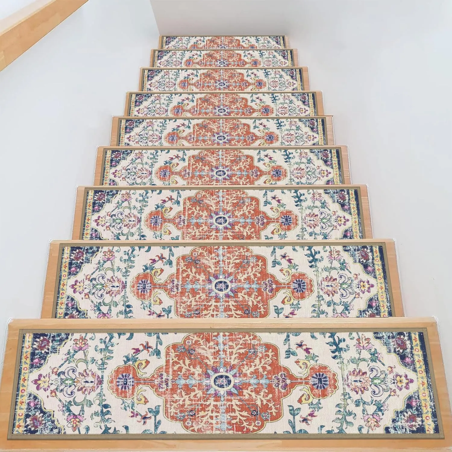 Pauwer Carpet Stair Treads for Wooden Steps Indoor 15 Pack 8" X 30" Peel and Stick Stair Treads Non Slip Staircase Step Treads Reusable Stair Runner Rugs for Dogs, Kids and Elders