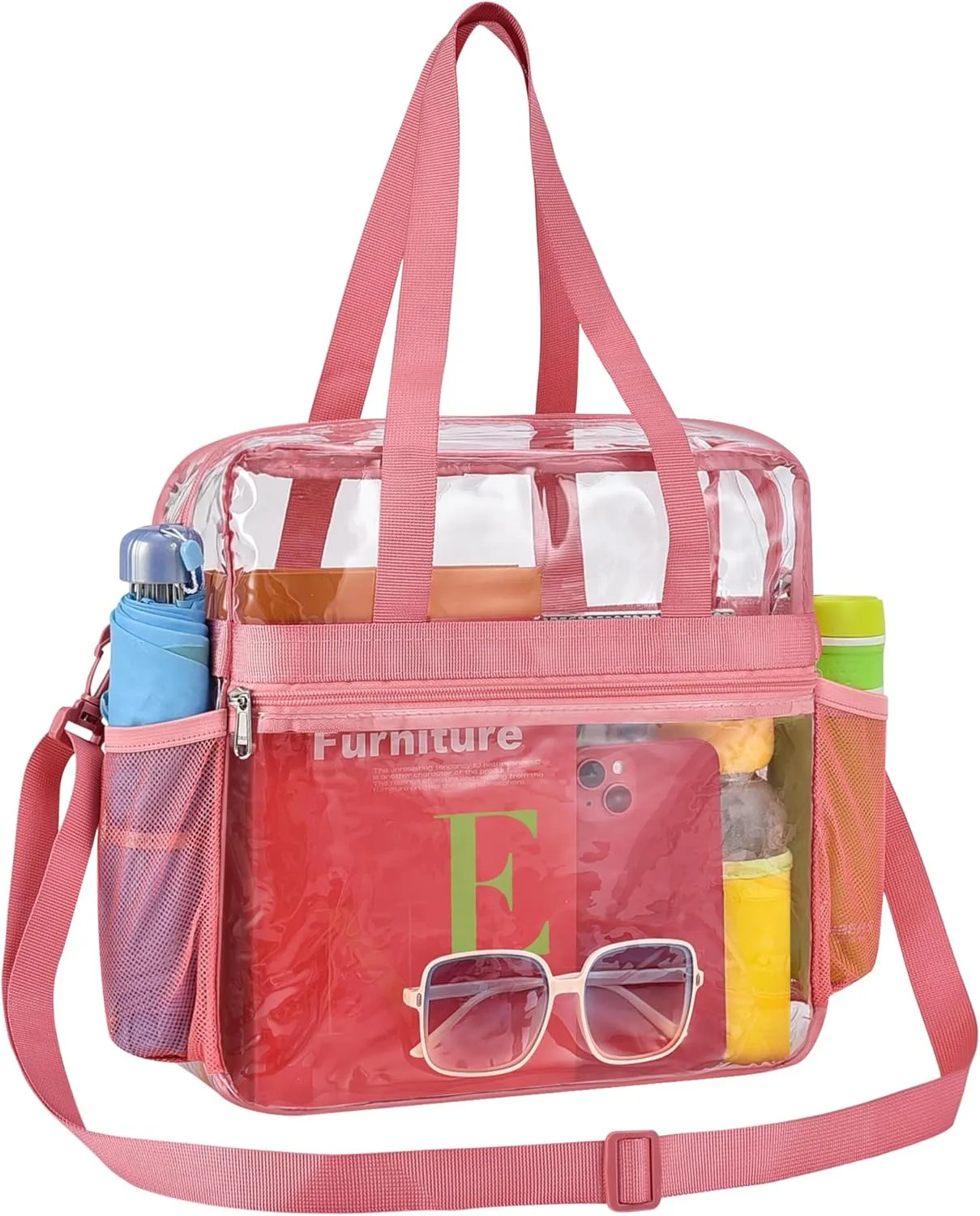 Paxiland Clear Bag for Stadium Events 12x6x12, Clear Tote Bag with Reinforced Strap, Transparent Bag for Sports Concert